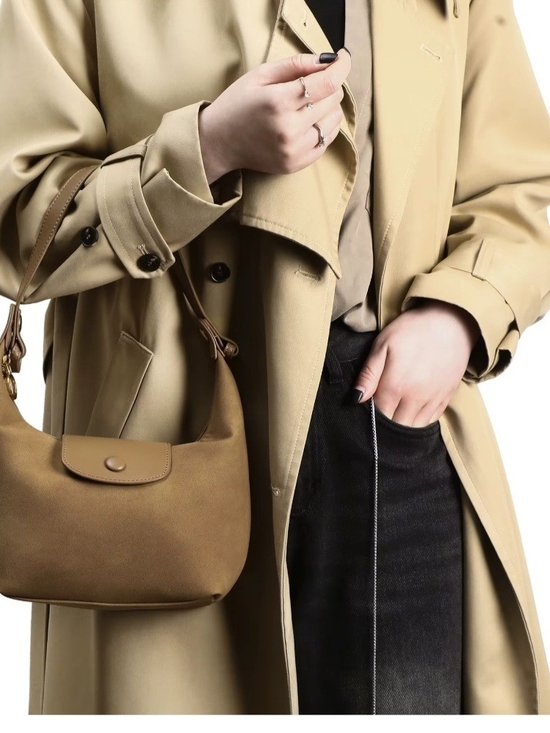 no brand Handbags - Vegan Suede Classic Hobo Shoulder Bag Green